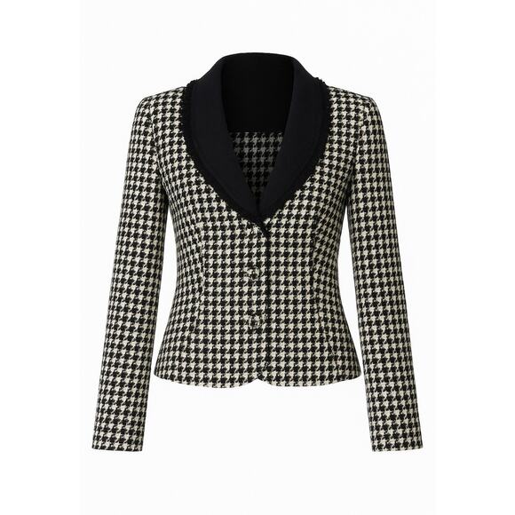 Shomi by Miller Shor Jackets & Blazers - NWT Shomi Petites Houndstooth Black White Blazer Size 14
